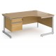 Contract Cantilever Ergonomic Desk with Two Drawer Pedestal